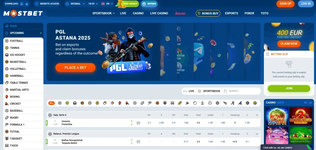 mostbet sučelje