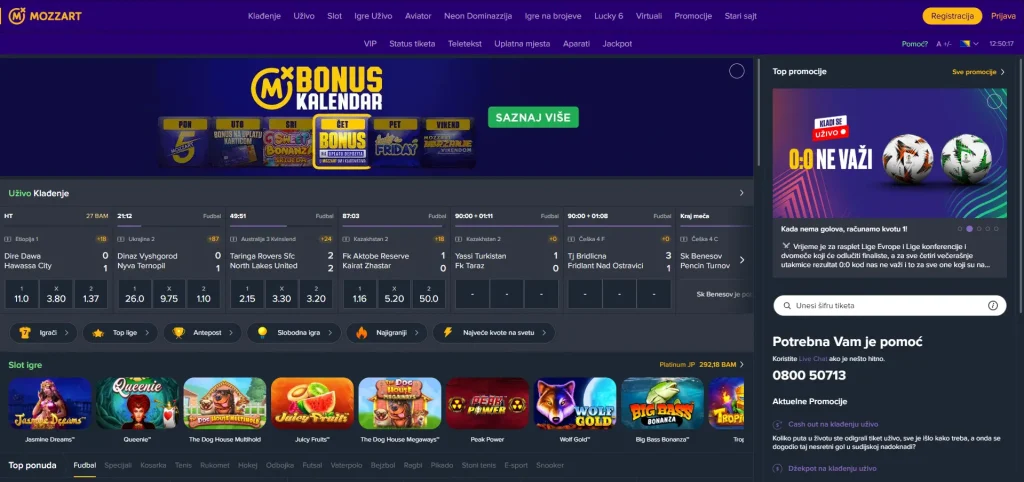 mozzartbet.ba sučelje