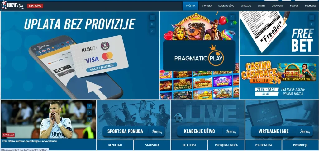 bet live sučelje