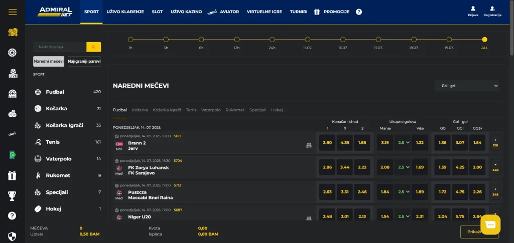 admiralbet ba sučelje